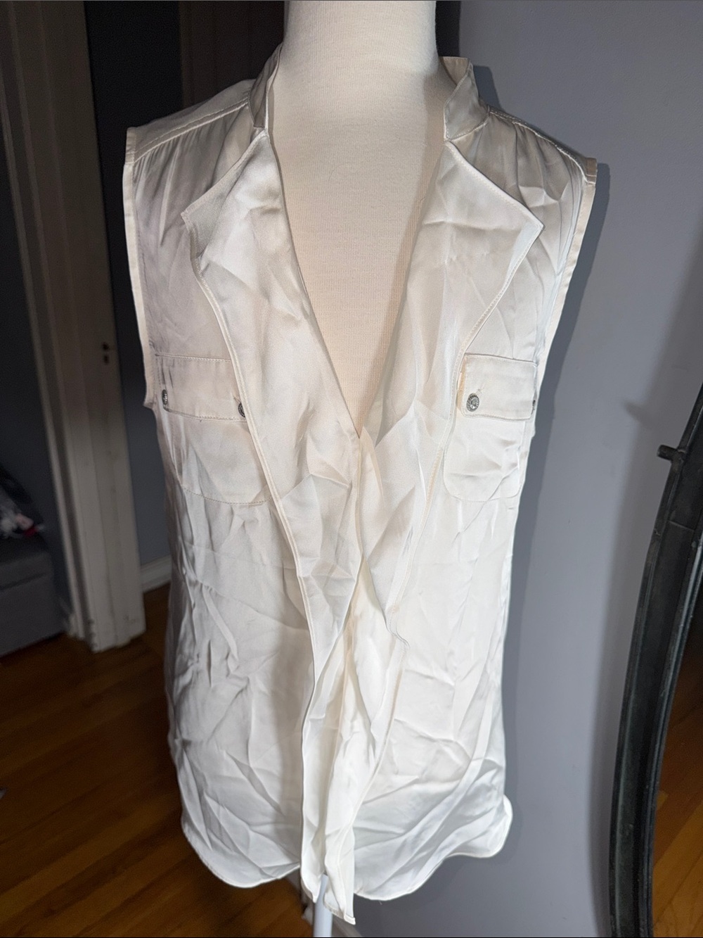 Cache Ivory Sleeveless Draped Front Vest